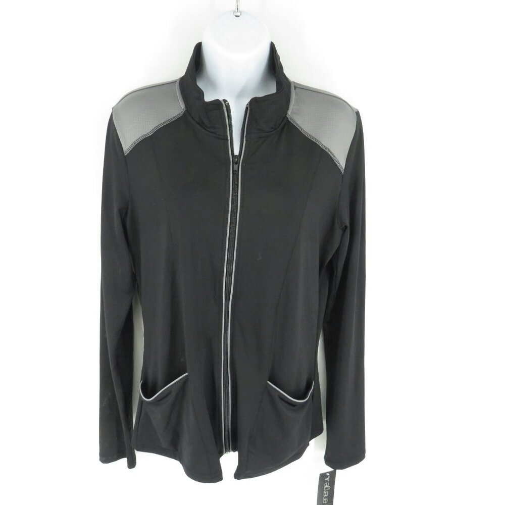 Energie Womens Zip-Up Jacket XL Black Grey Pockets NWT $44